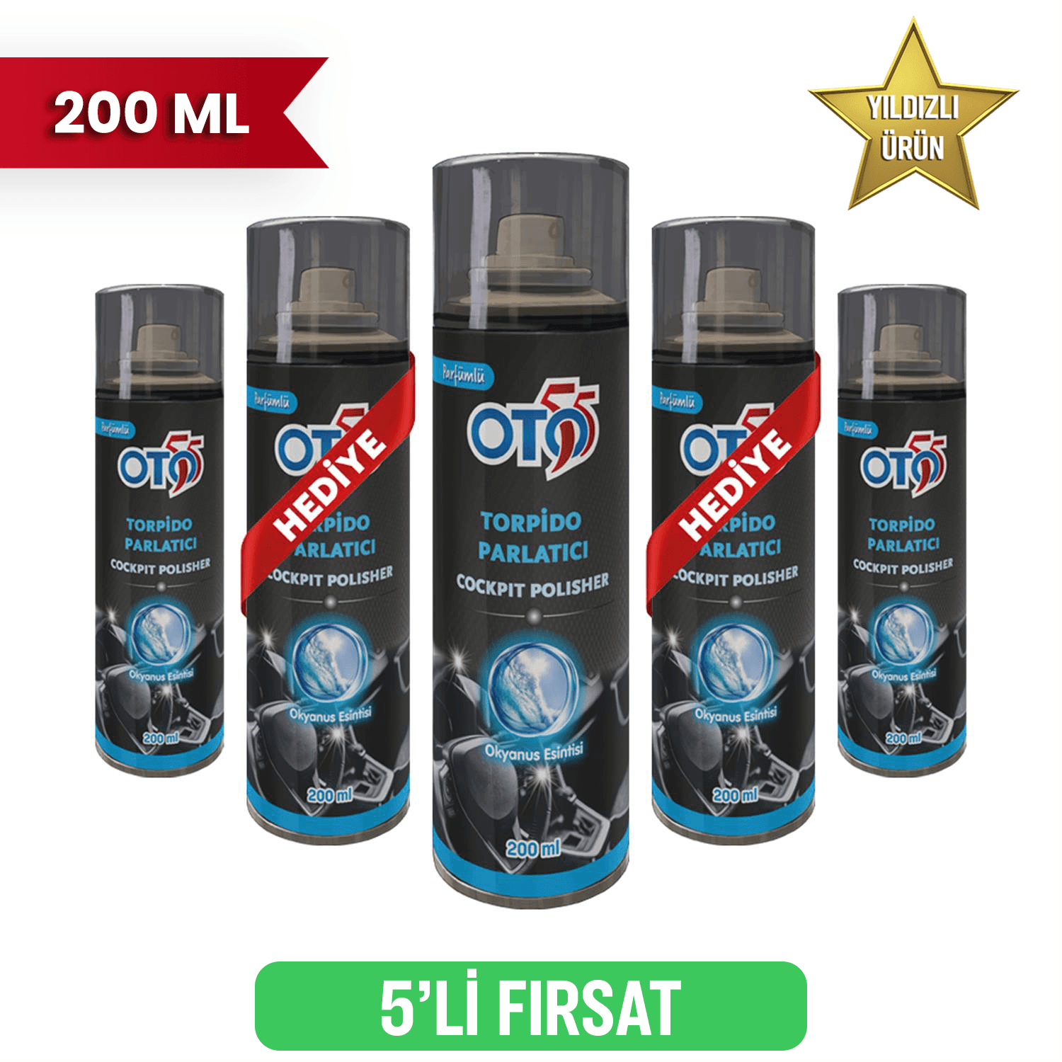 5'Lİ FIRSAT - 3 Alana 2 Bedava Torpido Parlatıcı Sprey 200 ML