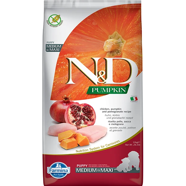 N&D Pumpkin Tavuk ve Narlı Büyük ve Orta Irk Yavru Köpek Maması - 12 Kg