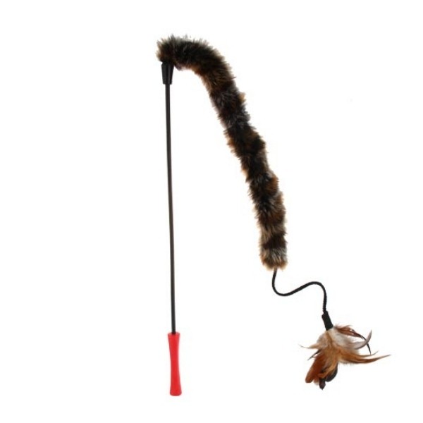 Gigwi Feather Teaser Kuyruklu Doğal Tüylü Kedi Oltası Oyuncağı