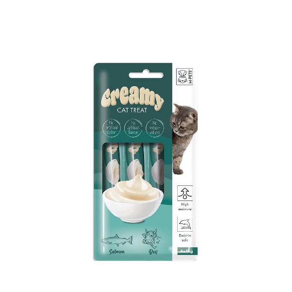 M-Pets Creamy Somonlu ve Biftekli Sıvı Kedi Ödülü