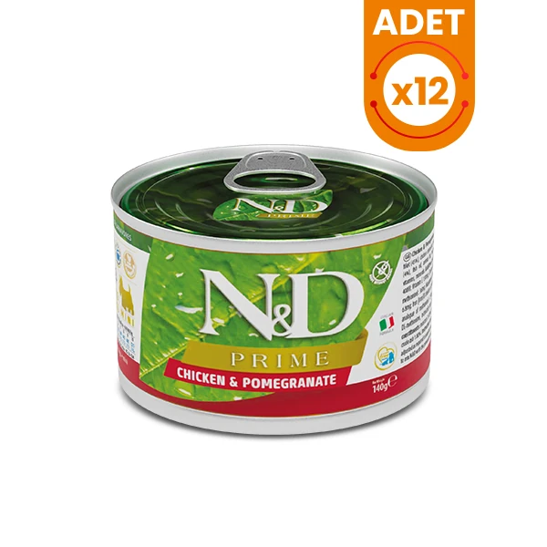 N&D Prime Tavuklu ve Narlı Mini Irk Konserve Yaş Köpek Maması - 12 Adet 140 Gr