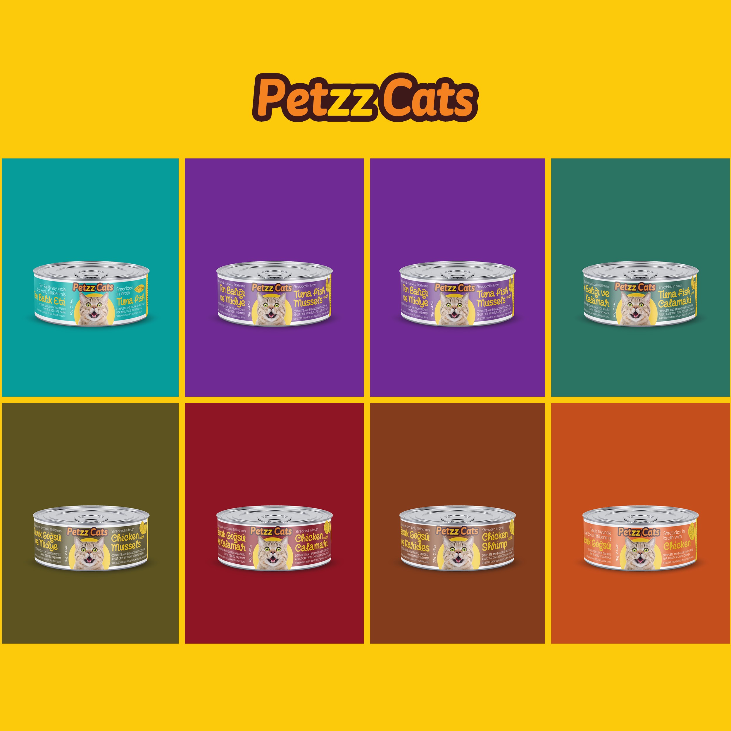 PetzzCats Ton Balığı & Midye Konserve Kedi Maması