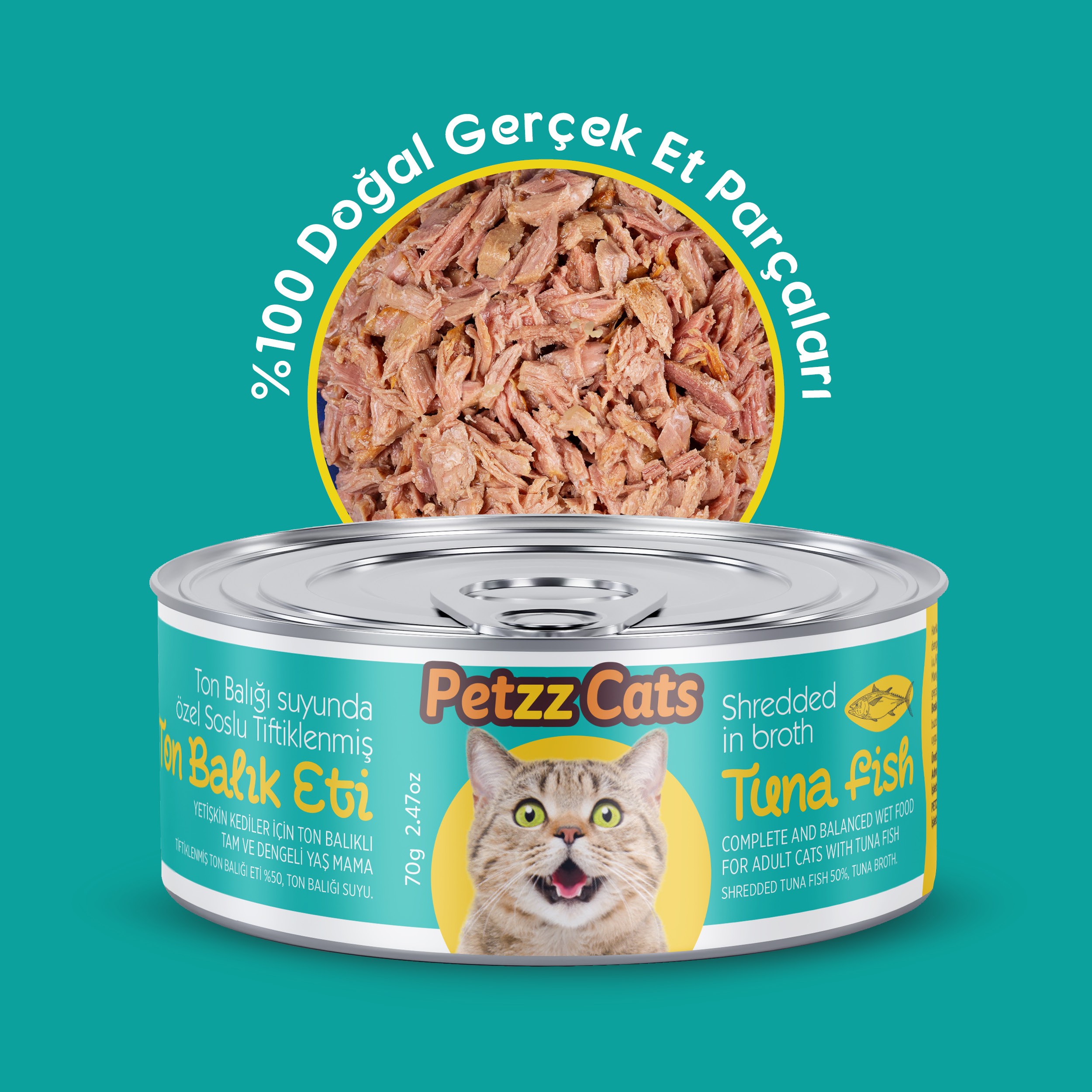 PetzzCats Lezzetli Sos İçinde Taze Fileto Ton Balıklı Konserve Kedi Maması