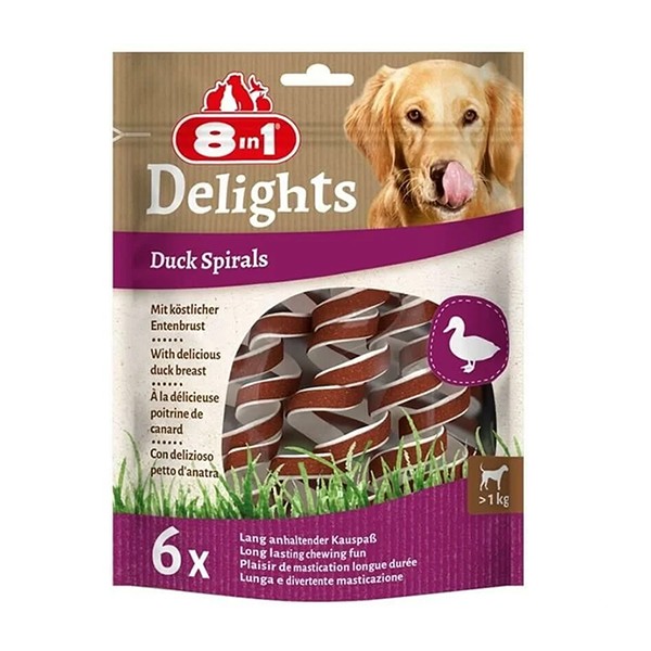 8in1 Delights Smart Spirals Ördekli Burgu Köpek Ödülü