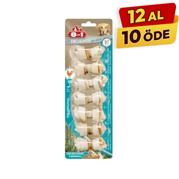 8in1 Delights Pro Dental Tavuk Düğümlü Köpek Kemik Ödülü