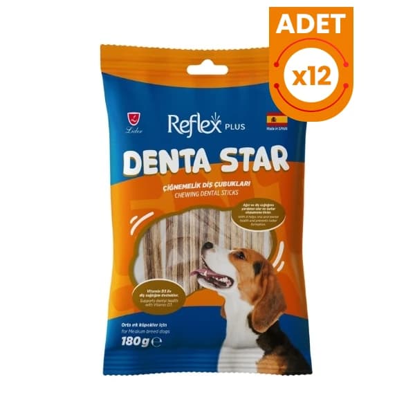 Reflex Plus Denta Star Çiğnemelik Diş Çubukları Orta Irk Yetişkin Köpek Ödül Maması