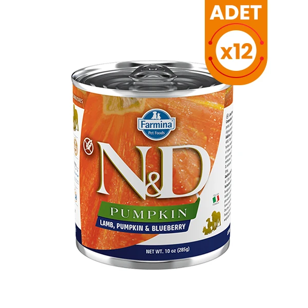 N&D Pumpkin Kuzu Etli ve Yaban Mersinli Konserve Yaş Köpek Maması - 12 Adet 285 Gr