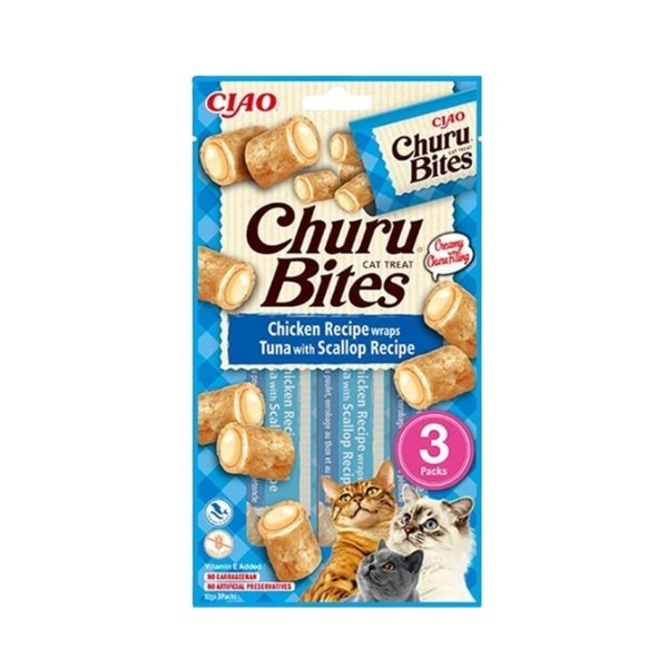 Inaba Ciao Churu Bites Tavuk Sargılı Deniz Taraklı ve Ton Balıklı Kedi Ödül Maması