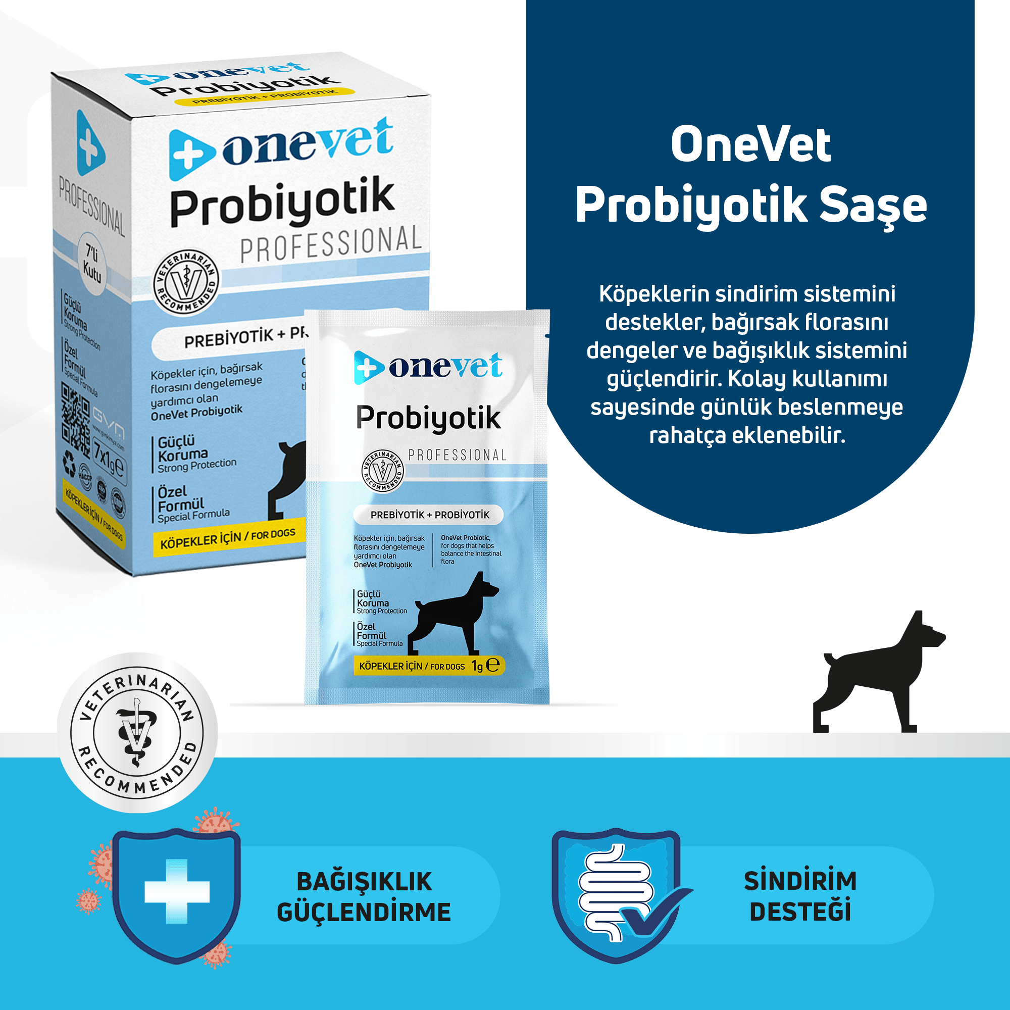 OneVet Probiyotik Köpekler için Sindirim ve Bağışıklık Güçlendirici Saşe