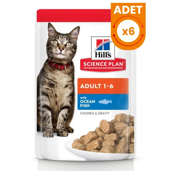 Hills Adult Okyanus Balıklı Pouch Yetişkin Konserve Kedi Maması - 85 Gr 6 Adet