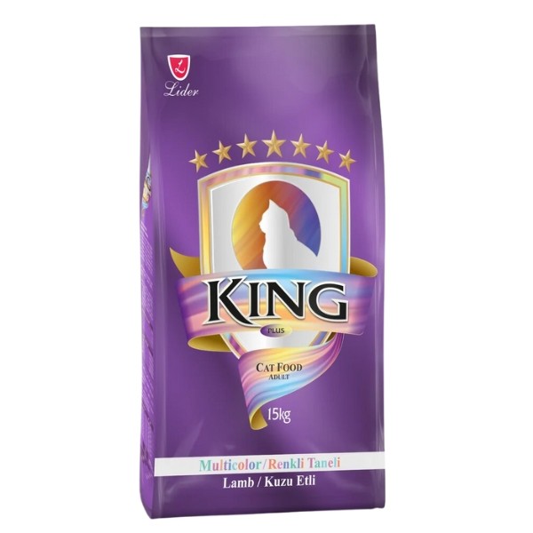 King Multicolor Renkli Taneli Kuzu Etli Yetişkin Kedi Maması