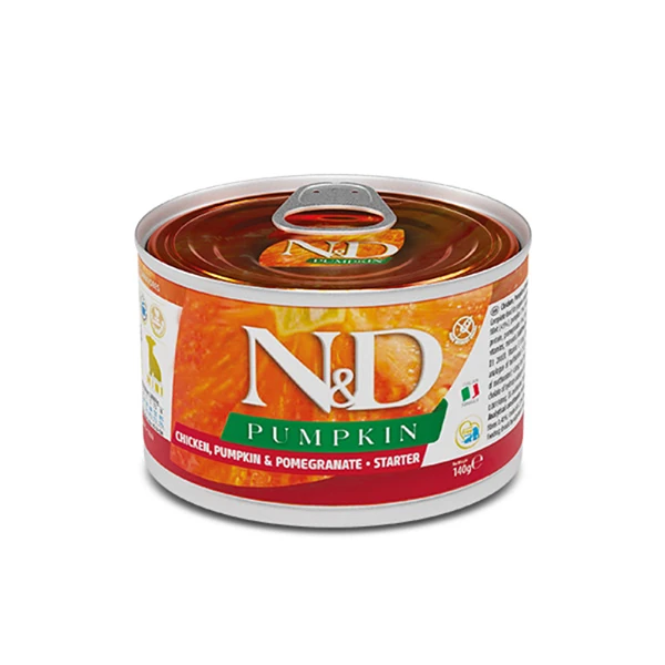 N&D Pumpkin Tavuklu ve Narlı Mini Irk Starter Yavru Konserve Yaş Köpek Maması - 1 Adet 140 Gr