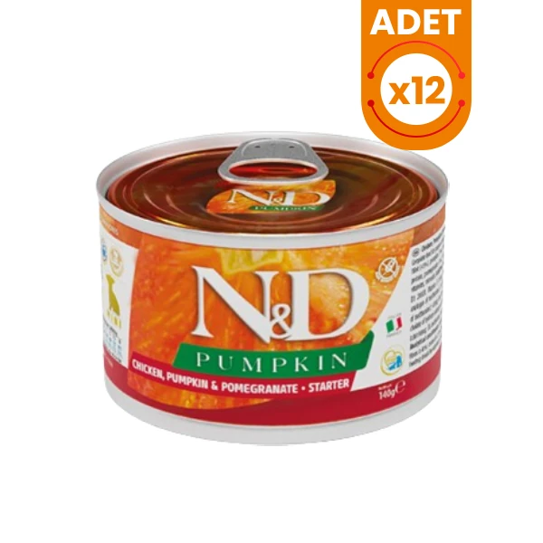 N&D Pumpkin Tavuklu ve Narlı Mini Irk Starter Yavru Konserve Yaş Köpek Maması - 12 Adet 140 Gr
