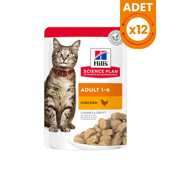 Hills Adult Tavuklu Pouch Yetişkin Konserve Kedi Maması - 85 Gr 12 Adet
