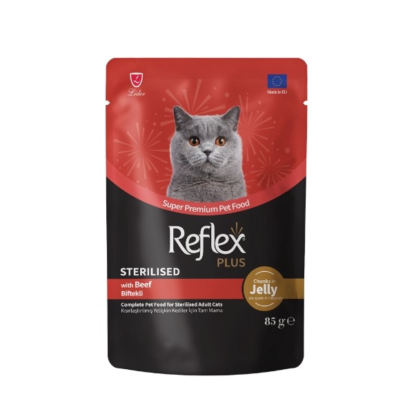 Reflex Plus Jöle İçinde Biftekli Pouch Kısırlaştırılmış Konserve Kedi Maması