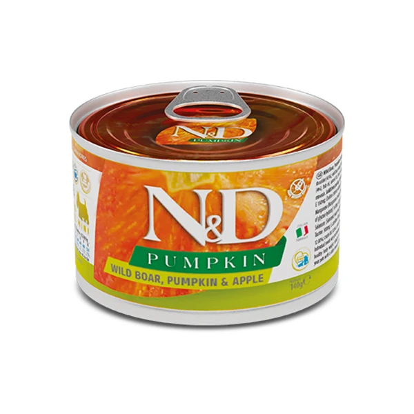 N&D Pumpkin Yaban Domuzu Elmalı ve Balkabaklı Mini Irk Konserve Yaş Köpek Maması - 1 Adet 140 Gr