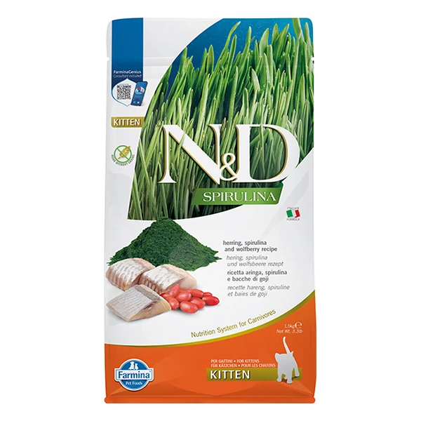 N&D Spirulina Ringa Balıklı ve Kurt Üzümlü Tahılsız Yavru Kedi Maması