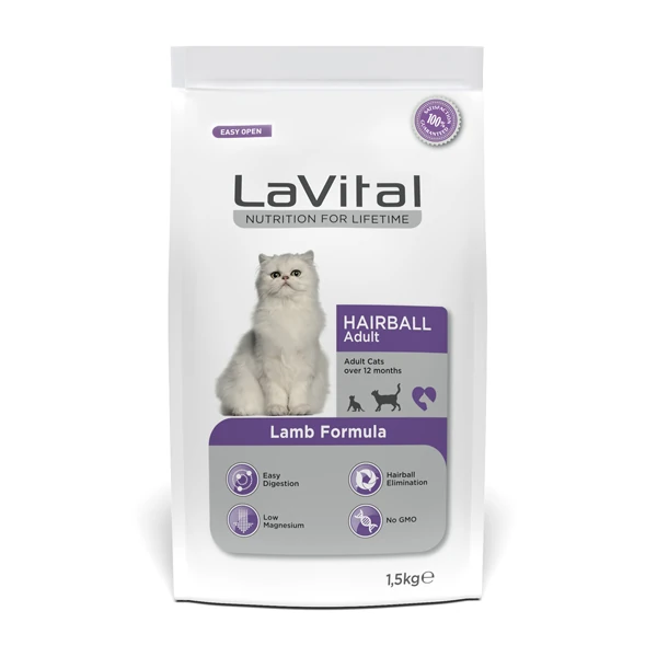 Lavital Hairball Kuzu Etli Yetişkin Kedi Maması - 1.5 Kg