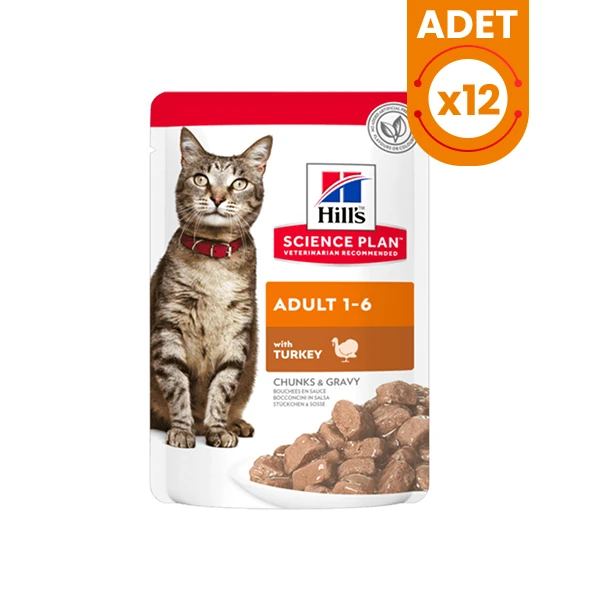 Hills Adult Hindili Pouch Yetişkin Konserve Kedi Maması - 85 Gr 12 Adet