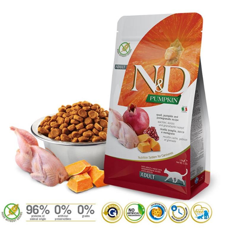 N&D Pumpkin Balkabaklı Bıldırcın ve Narlı Yetişkin Kedi Maması