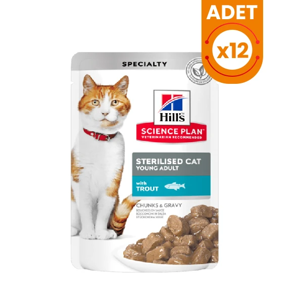 Hills Sterilised Alabalıklı Pouch Kısırlaştırılmış Konserve Kedi Maması - 85 Gr 12 Adet