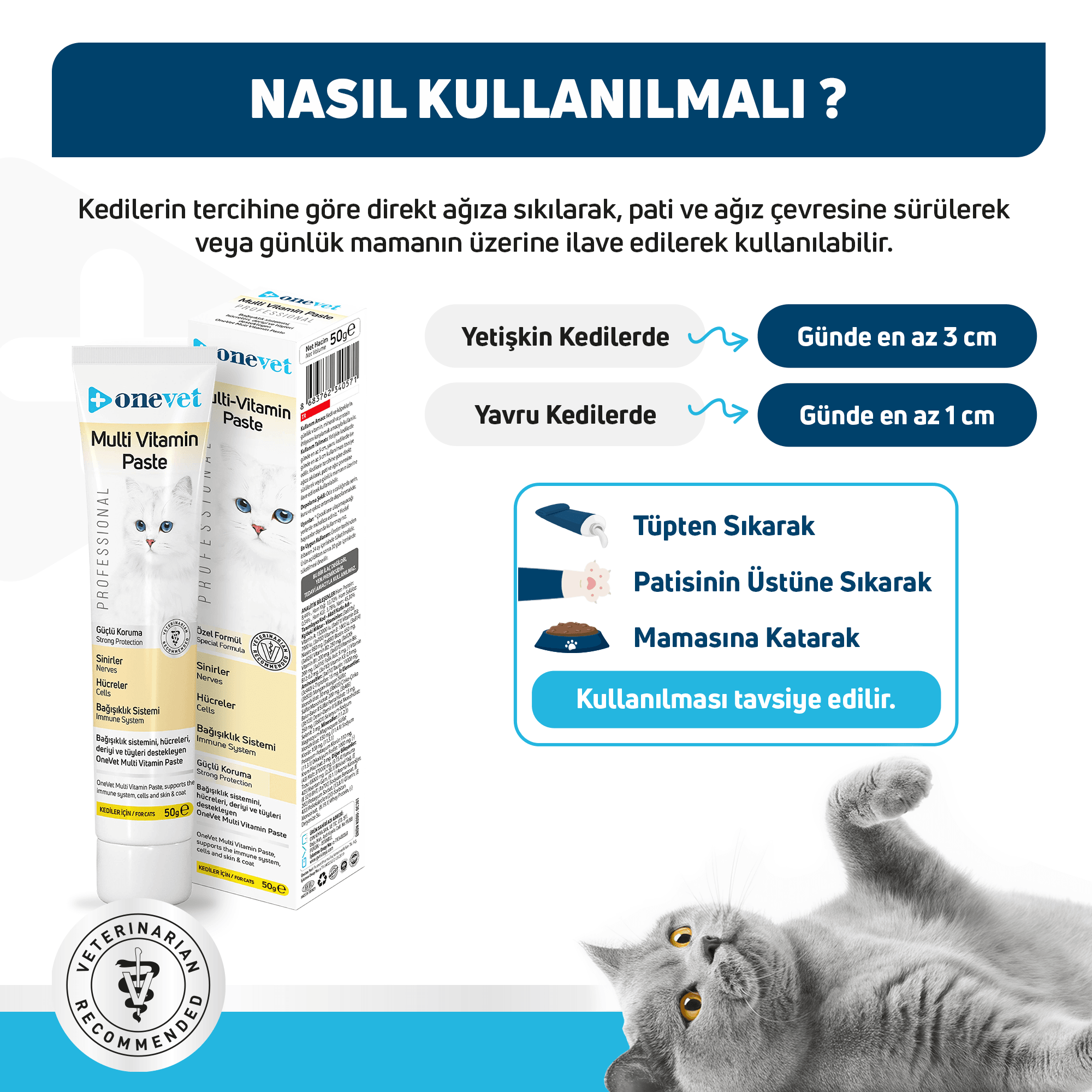 OneVet Multi Vitamin Paste Bağışıklık Destekleyici Kedi Maltı