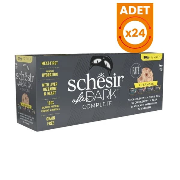 Schesir After Dark Pate Et Suyunda Karışık Lezzetler Yetişkin Konserve Kedi Maması