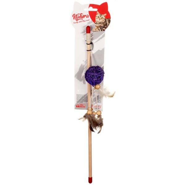 Natura Uzun Tüylü Bambu Top Kedi Olta Oyuncağı