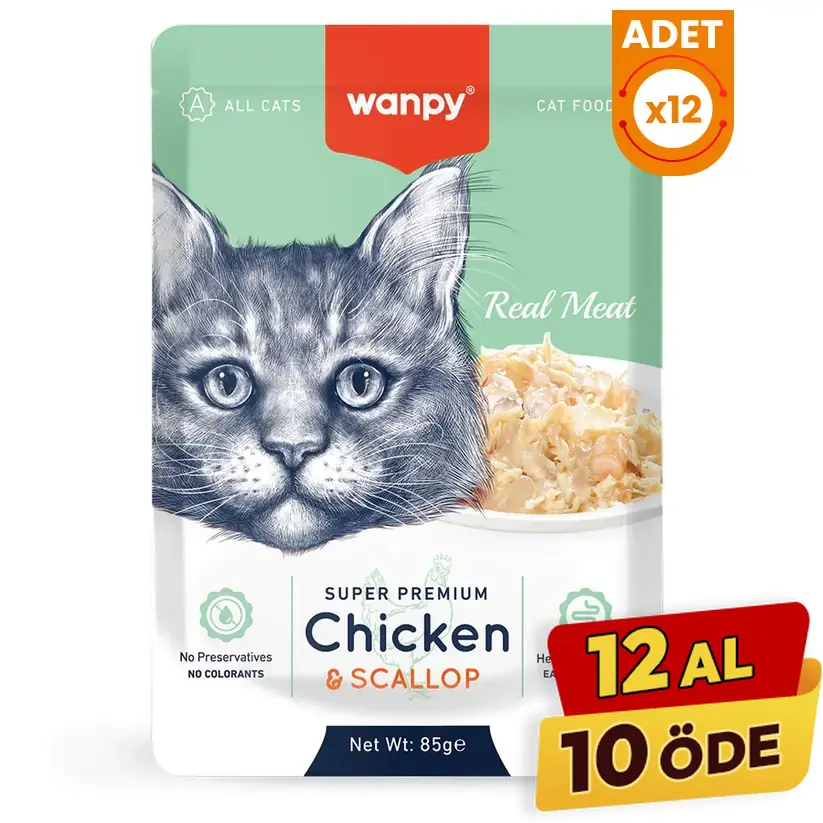 Wanpy Tavuklu ve Morina Balıklı Pouch Yetişkin Konserve Kedi Maması