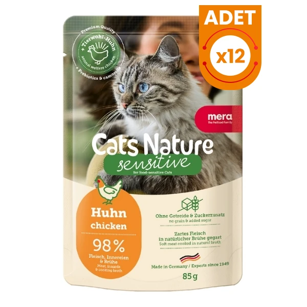 Mera Cats Nature Tavuklu Pouch Yetişkin Konserve Kedi Maması - 12 Adet 85 Gr