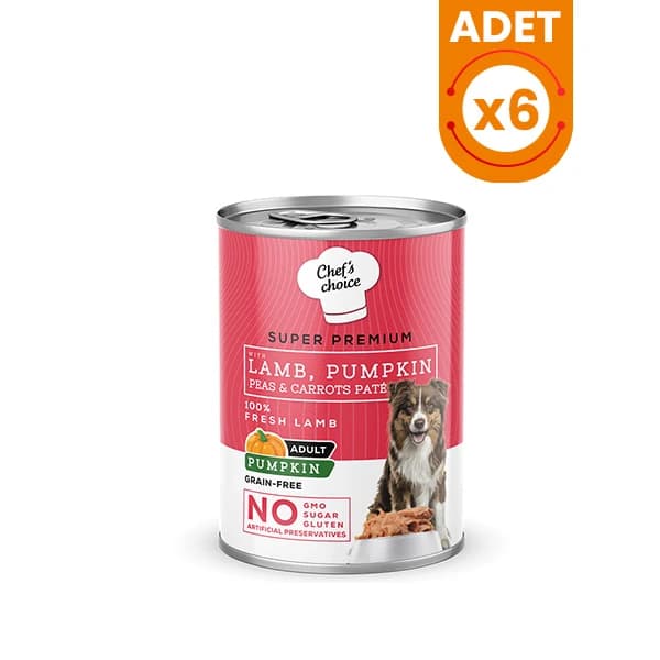 Chefs Choice Kıyılmış Kuzu Etli ve Balkabaklı Yetişkin Köpek Konservesi