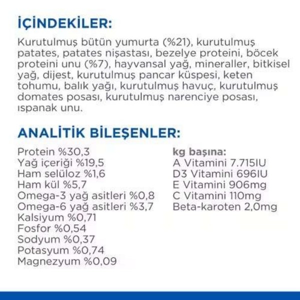 Hills Science Plan Hypoallergenic Yumurtalı ve Böcekli Tahılsız Yetişkin Kedi Maması