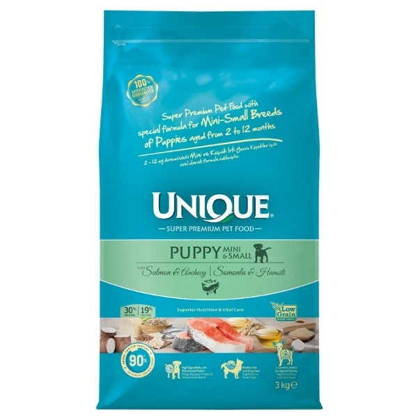 Unique Somonlu ve Hamsili Küçük Irk Düşük Tahıllı Yavru Köpek Maması - 3 Kg