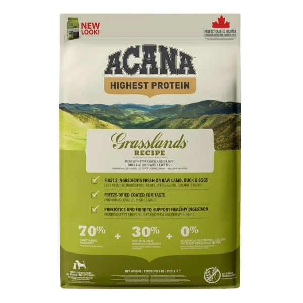 Acana Grasslands Tahılsız Kuzu Etli ve Sebzeli Yetişkin Köpek Maması - 6 Kg