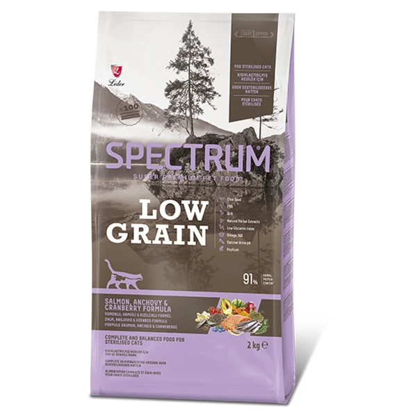 Spectrum Düşük Tahıllı Somonlu Hamsili ve Kızılcıklı Kısırlaştırılmış Kedi Maması - 2 Kg + 600 Gr