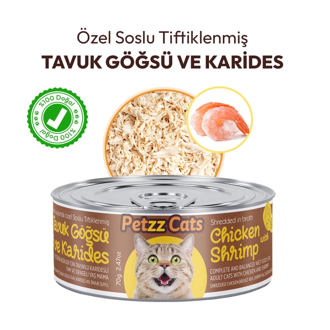 PetzzCats Tavuk & Karides Konserve Kedi Maması