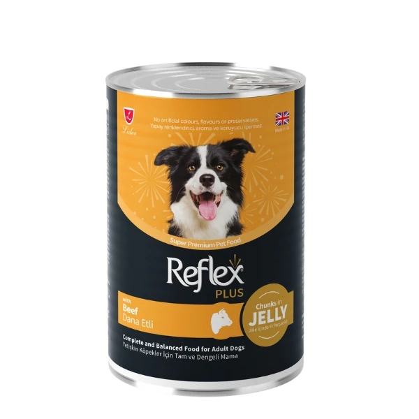 Reflex Plus Jöle İçinde Dana Etli Yetişkin Konserve Köpek Maması - 1 Adet 400 Gr