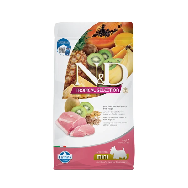 N&D Tropical Selection Domuzlu ve Kivili Mini Irk Yetişkin Köpek Maması - 1.5 Kg