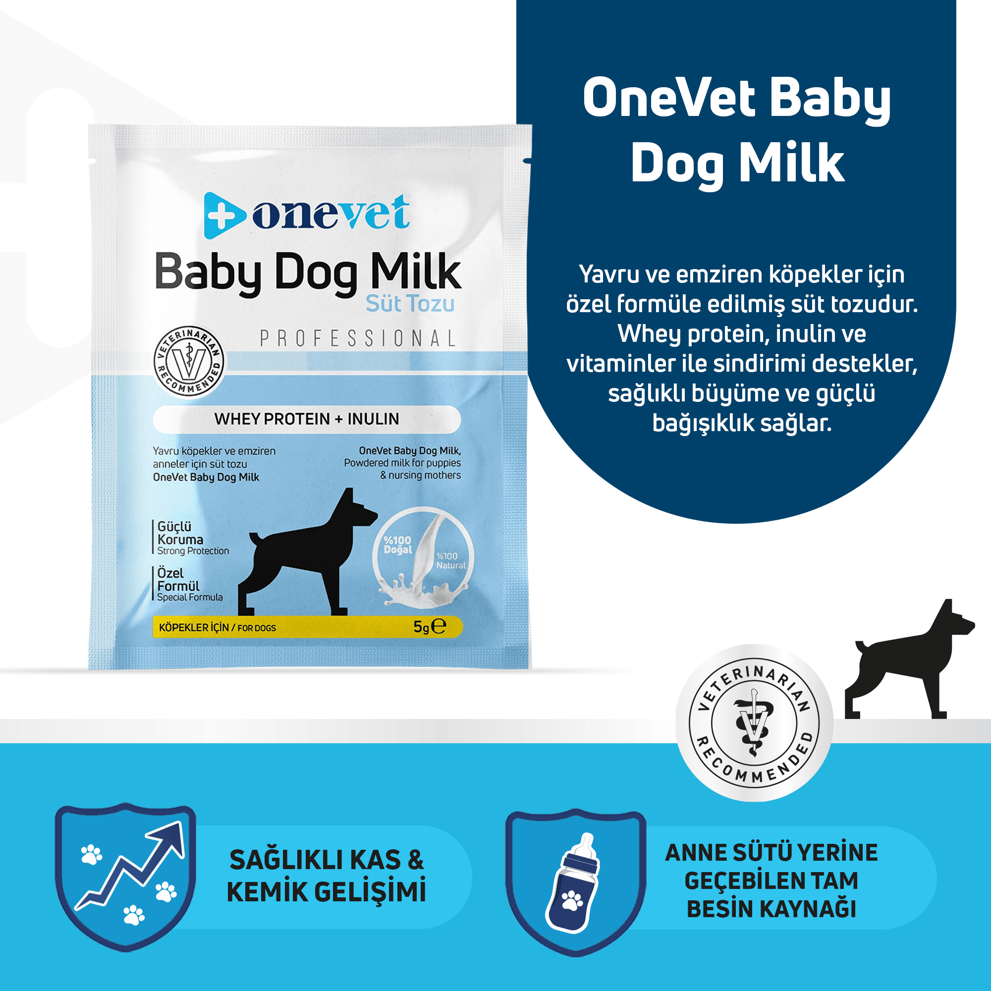 OneVet Baby Dolg Milk Sindirim ve Büyüme Destekleyici Yavru ve Anne Köpek Süt Tozu