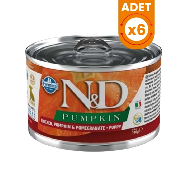 N&D Pumpkin Tavuklu ve Narlı Mini Irk Yavru Konserve Yaş Köpek Maması - 6 Adet 140 Gr