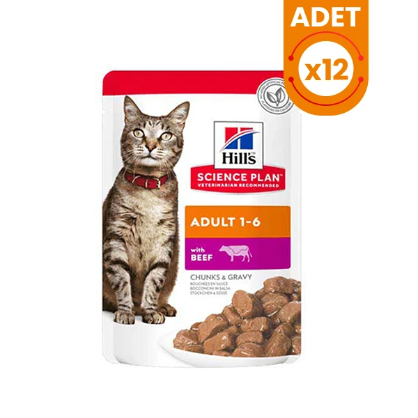 Hills Biftekli Pouch Konserve Yetişkin Kedi Maması - 85 Gr 12 Adet