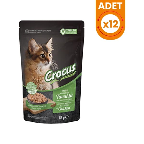 Crocus Tahılsız Pouch Jöleli Tavuklu Yavru Konserve Kedi Maması