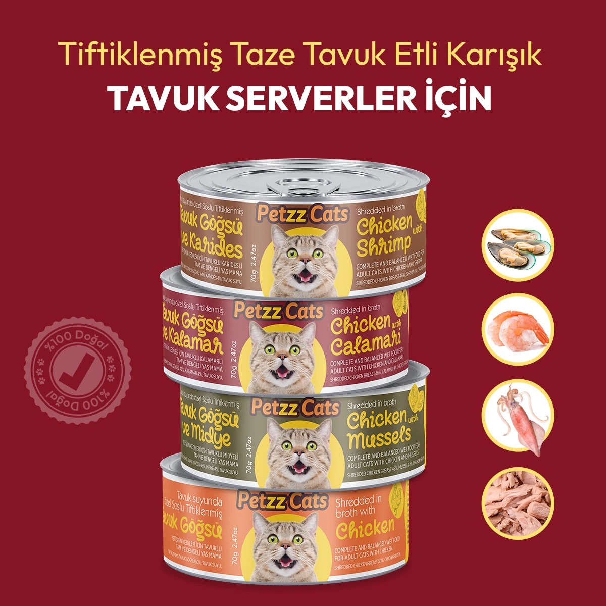 PetzzCats Tavuklu Karışık Konserve Kedi Maması