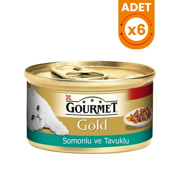 Gourmet Gold Somon ve Tavuklu Yetişkin Konserve Kedi Maması