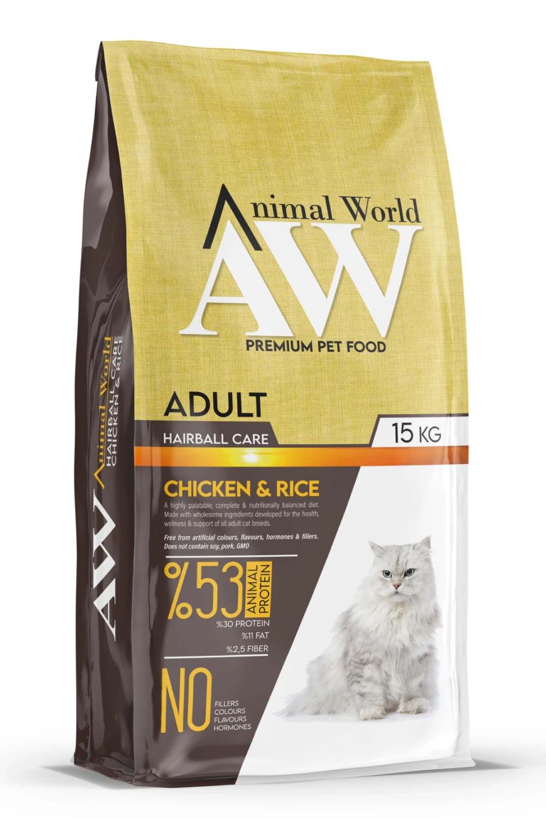 Animal World Tavuklu ve Pirinçli Tüy Yumağı Önleyici Yetişkin Kedi Maması