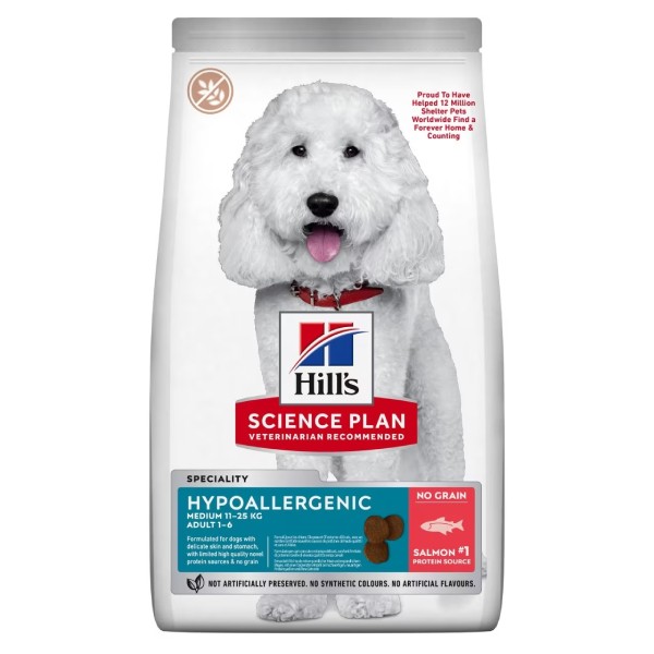 Hills Science Plan Hypoallergenic Somonlu Orta Irk Yetişkin Tahılsız Köpek Maması