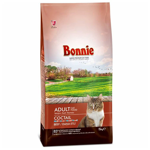 Bonnie Biftekli Multicolor Yetişkin Kedi Maması - 15 Kg