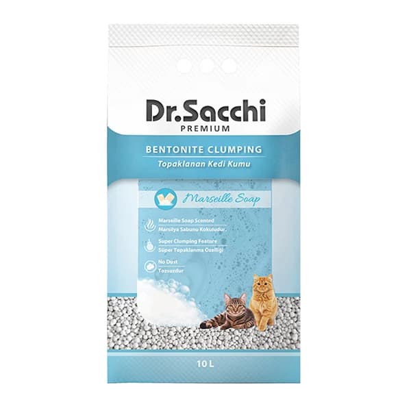 Dr.Sacchi Süper Emici Marsilya Sabunlu Topaklanan Bentonit Doğal Kedi Kumu