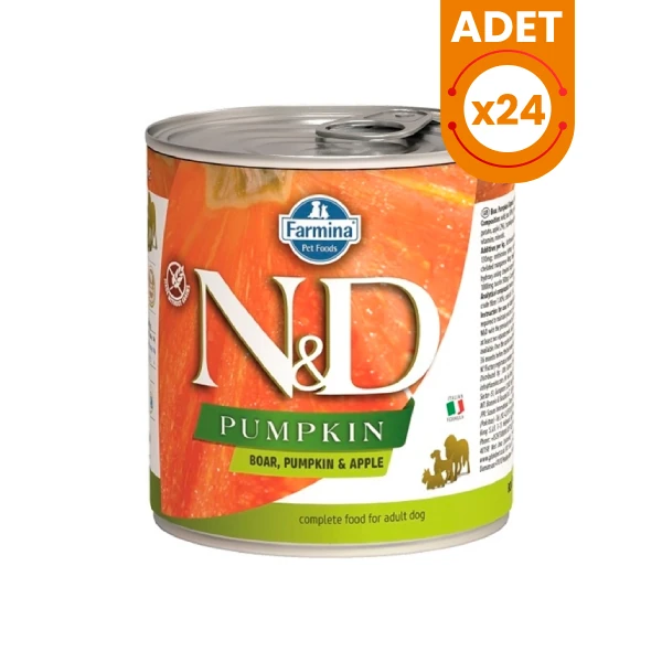 N&D Pumpkin Yaban Domuzu Elmalı ve Balkabaklı Mini Irk Konserve Yaş Köpek Maması - 24 Adet 285 Gr