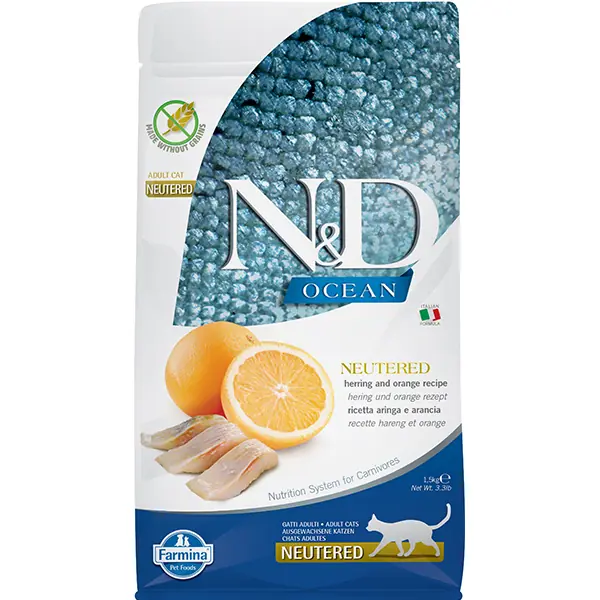 N&D Ocean Ringa Balıklı ve Portakallı Kısırlaştırılmış Kedi Maması